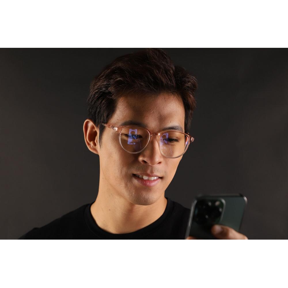 Full Rim Oval Transparent Faded Brown Smartbuy Collection Haydn Blue Light Block 261257 C12 Fashion Unisex Eyeglasses