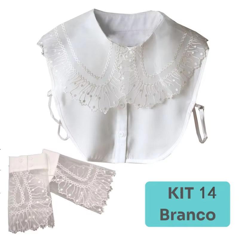 White Big Lapel Fake Collar And Black Detachable Cuff Lace False Collar Stand Removable Faux Col for Women Half Shirt Accessory