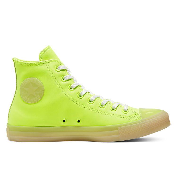 Converse Chuck Taylor All Star Neon Leather High Top Unisex Sneakers Neon-Yellow 166567C