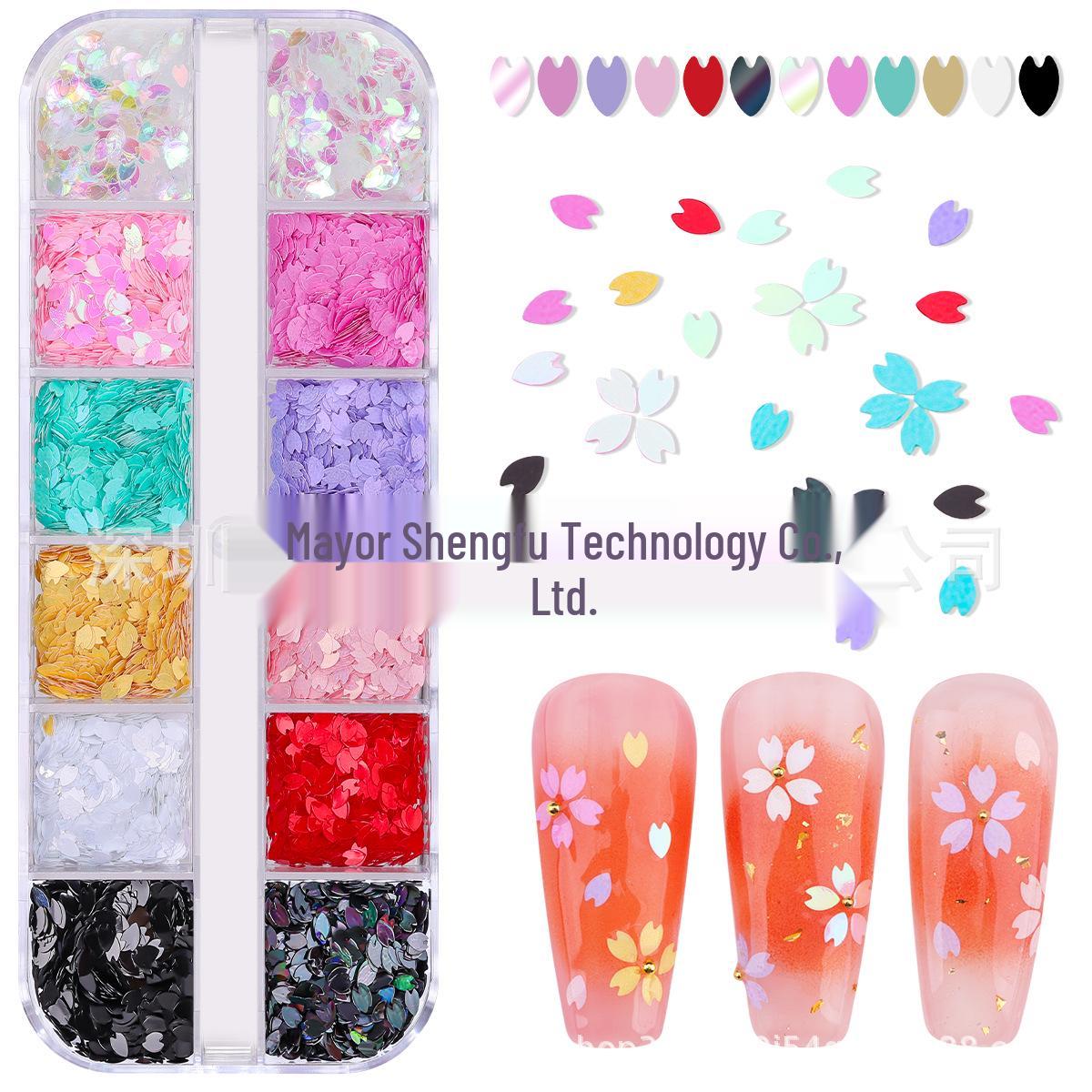 Japanese New Year Glitter: Spring Dopamine Candy Petal Colors, 12 Grids Mixed