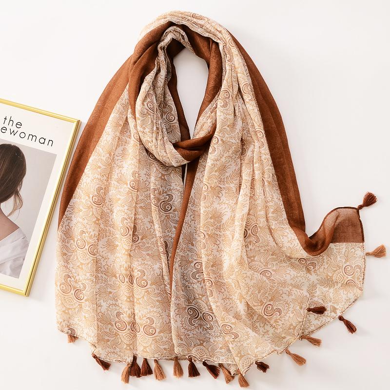 Autumn Fashion Aztec Geometric Tassel Viscose Shawl Scarf Lady High Quality Wrap Pashmina Stole Bufandas Muslim Hijab Sjaal