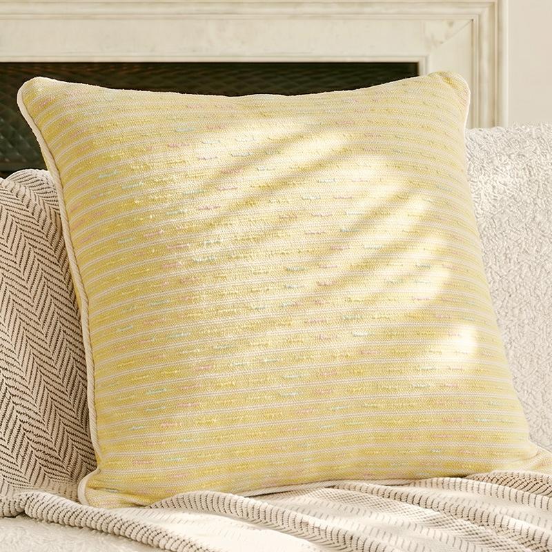 Embroidered Cushion Cover Yellow Butterfly Decorative Pillows for Sofa,45x45 Summer Pillowcase with Flowers for Backrest Support