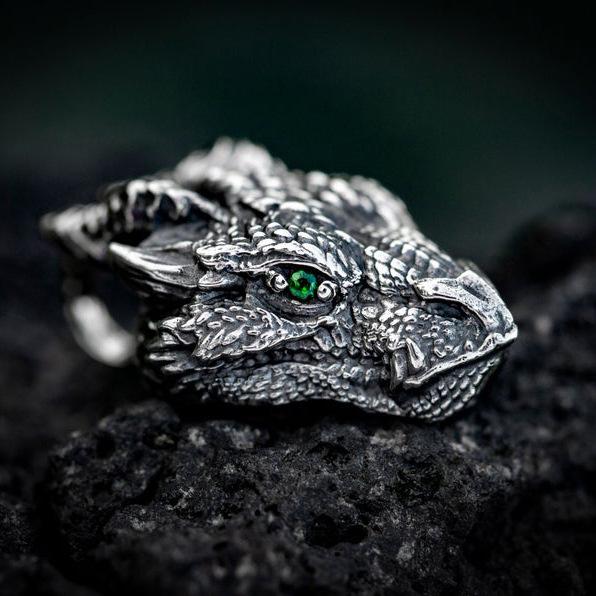 Pure Tin Silver Dragon Retro Style Hip-hop Men's Necklace Pendant Trendy Tag Pendant