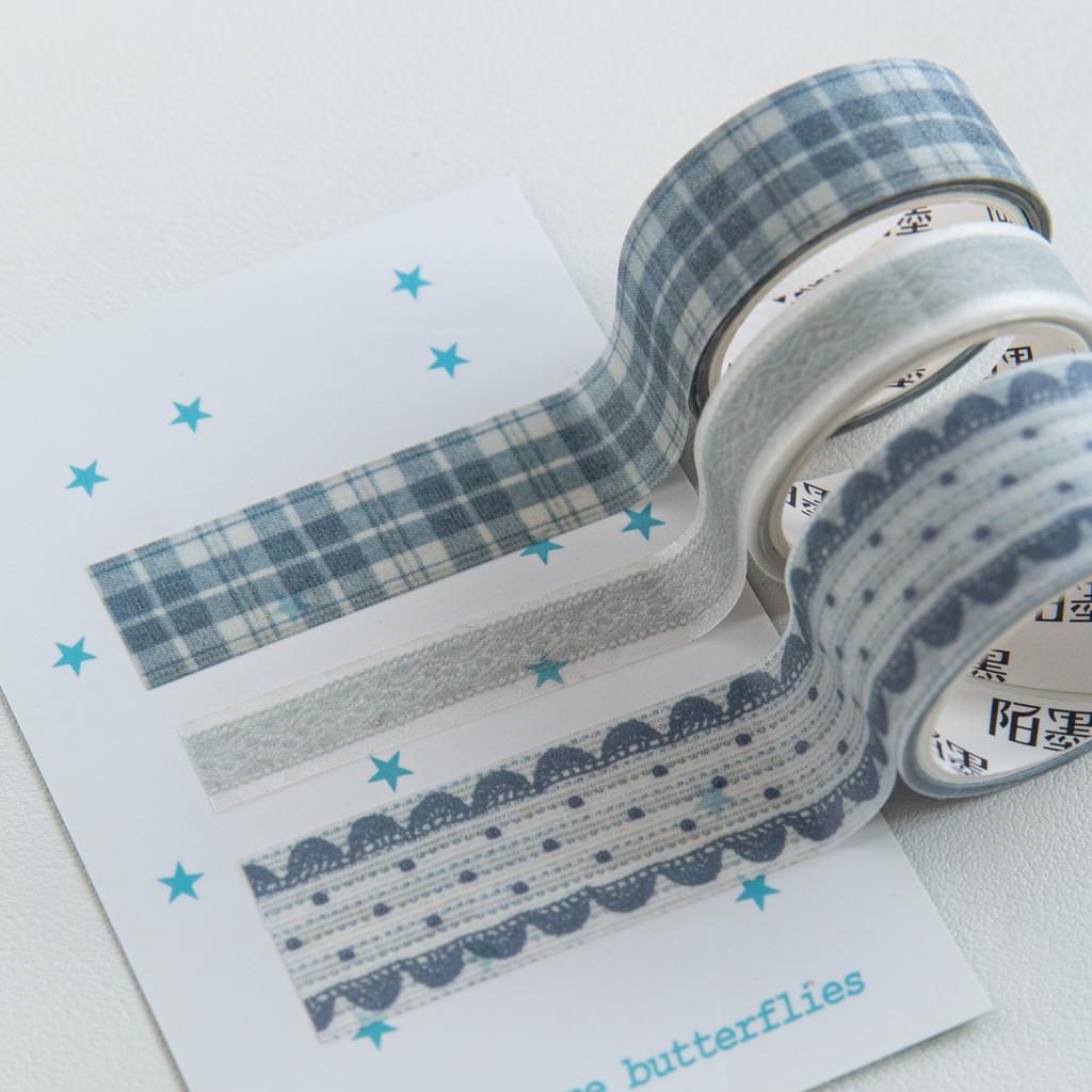 3 Rolls Handmade Lace Series Glitter Sand PET Tape Set For Scrapbooking DIY Journal Decoration Gift