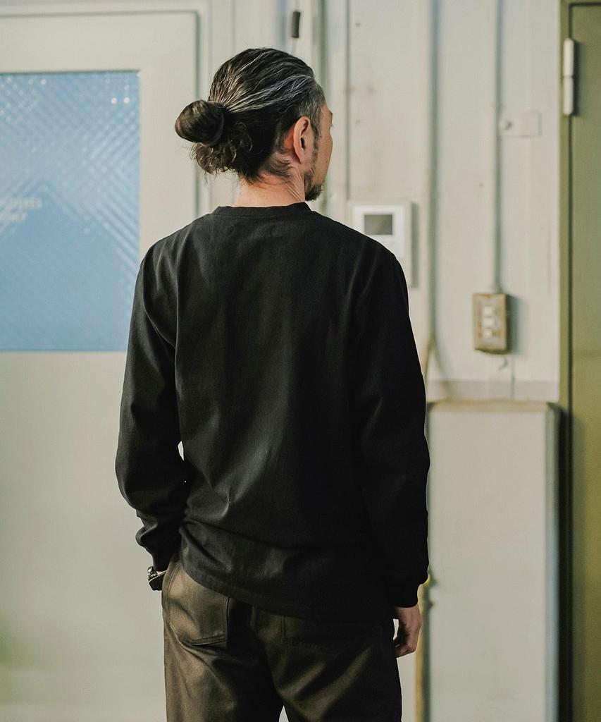 GORDON MILLER Men's Pocket Long Sleeve T-Shirt, Solid Color, Size XL, Black, 1745155