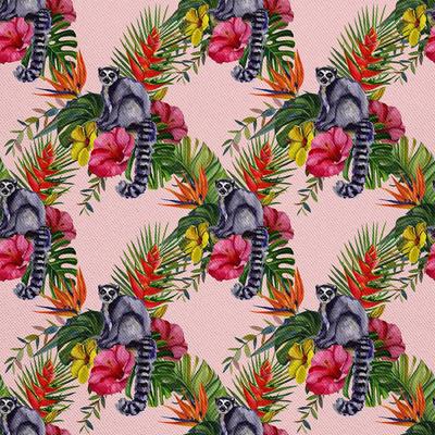 Outdoor Dekostoffe Oxford - Motiv Lemur Auf Blumen I Dx598