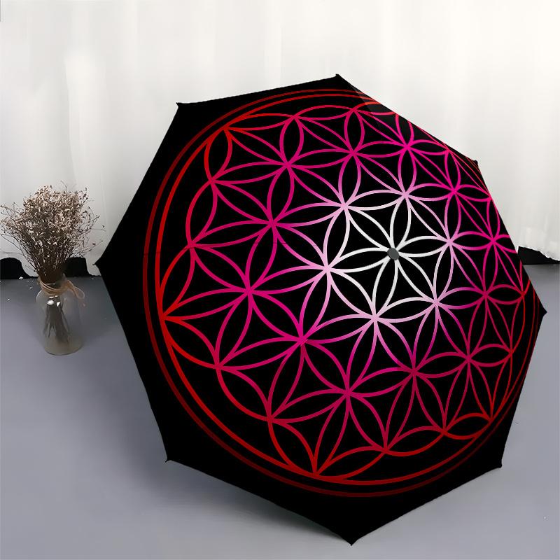Flower of Life Mandala Decorative StickerUmbrella, Portable 3-Fold Umbrella for Men & Women,Christmas Gift ES69