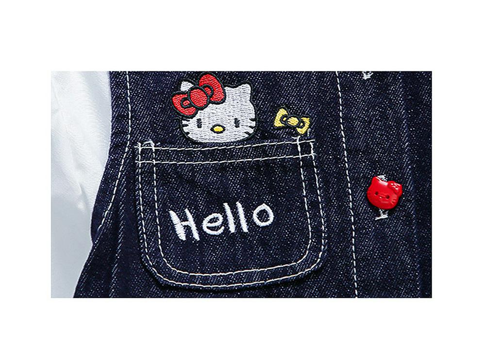 Girls' Cat Embroidered Denim Vest Set - 2025 Autumn Fashion Three-Piece Outfit