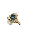 Three Heroes Gold-Plated Zircon Rings with Irregular Aquamarine Design for Women