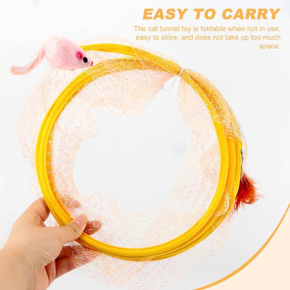 2pcs Cat Tunnel Spring Toy Folded Cat Tunnel Toy Indoor Cat Activity Structure Cat Tunnels for Indoor Cats Cat Tubes Played Tunnel Spring Cat Spiral