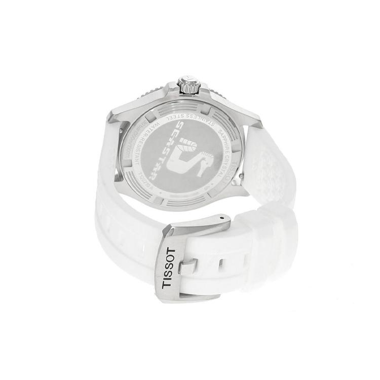 Tissot Seestern-Kollektion Quarzwerk 300 Meter Wasserdichtigkeit Damenuhr Weißes Zifferblatt T120.210.17.116.00
