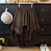 Women's High-Waisted Black Mesh Midi Skirt - A/W Fluffy A-Line Design