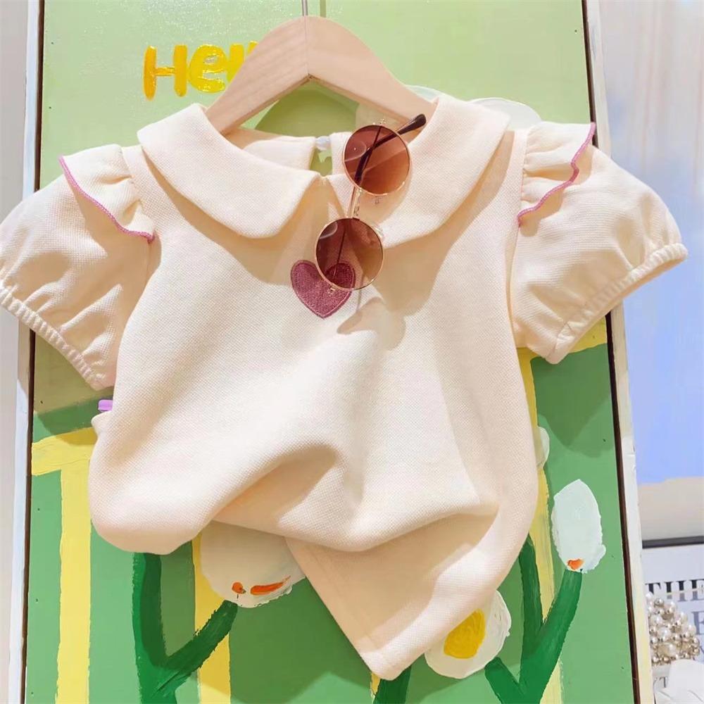 Summer Girls Clothing Set Embroidered Heart Pattern T-shirt+ Short Pants 2Pcs Suit For 2-8Years Kids Fashion Outfit