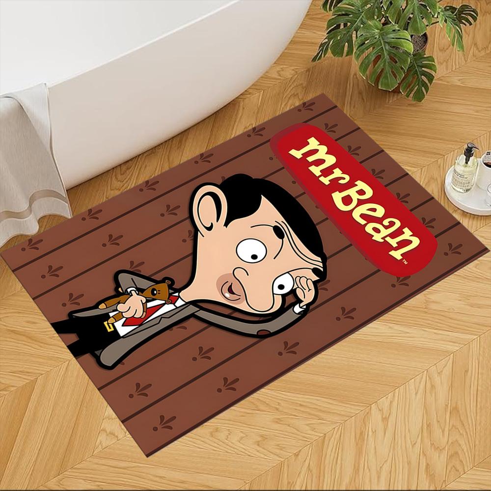 Mr.Bean Expressive Facial Features Cleanable Rug Soft Plush Water-resistant & Washable Corridor & Entryway Bohemian Boho Style Housewarming Gift Idea