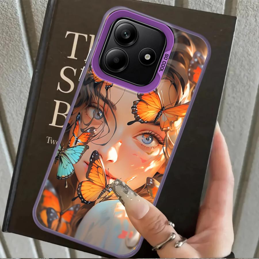 Case for Xiaomi Poco F4 F3 GT C50 C51 X3 Pro X5 X3 NFC Back Phone Cover Cartoon Butterfly Girl