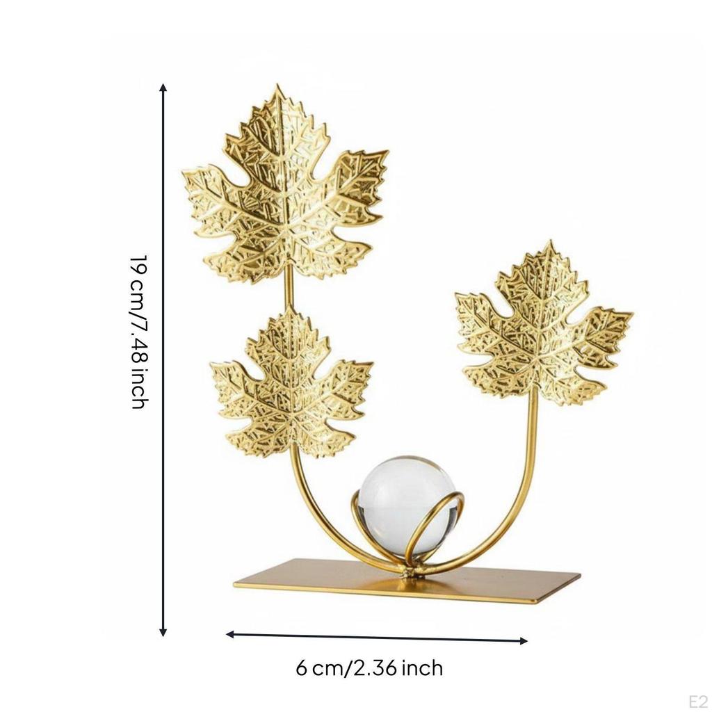 Crystal Ball Contemporary Chic metal Ornament Handcrafted Look Decorative Sphere Feather Leaf C