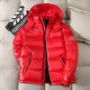 2024 Winter Korean Style Couple's Shiny Hooded Men's Jacket