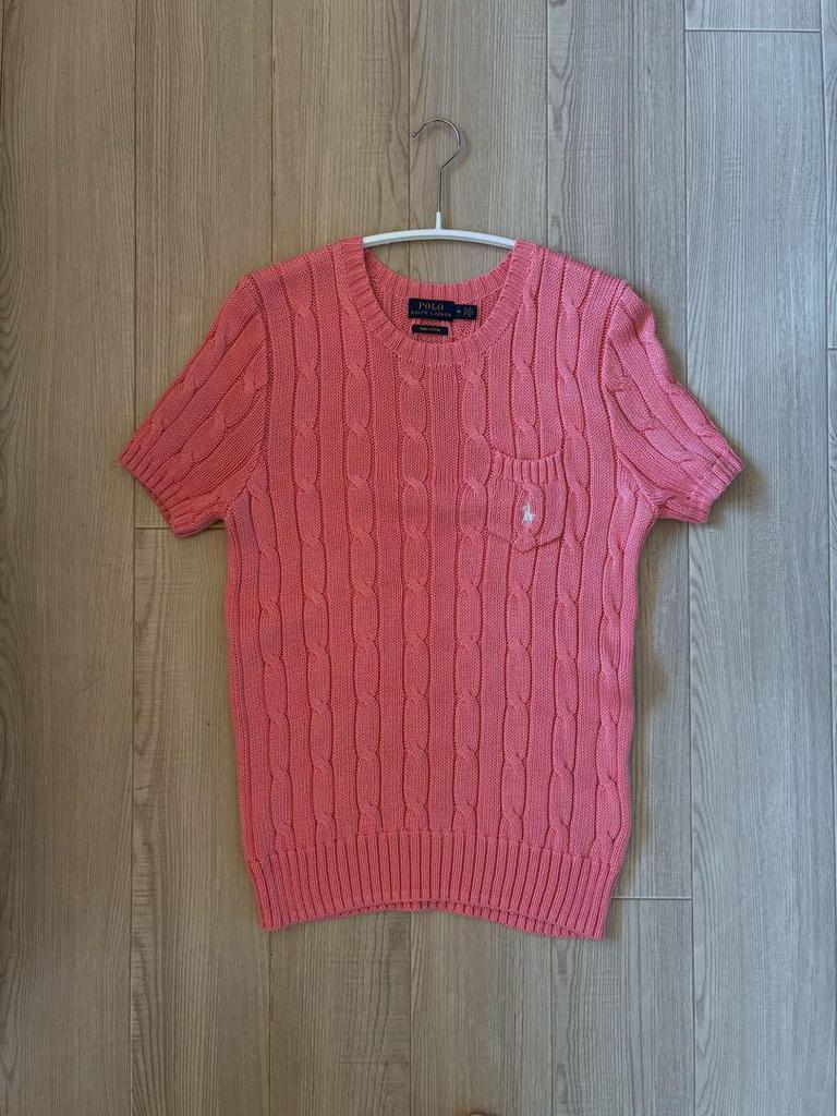 [USED] Polo Ralph Lauren Cable Short-sleeved Knit Sweater In Rose Pink by Twice and Nayeon
