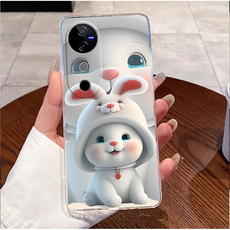 Case For VIVO V40 5G Back Cover VIVO V40 Pro 5G Cute Love Cat Rabbit Funny Cartoons Casing Ultra Thin Clear Soft TPU Phone Case