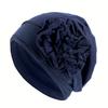 Turban Hat for Women, Side Flower Decor Head Wrap, Pure Color High Elasticity Turban Cap for Sensitive Scalp Postpartum Care Sleep