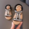 Summer Korean Style Princess Shoes for Baby Girls, Non-Slip Pearl Roman Sandals, Open-Toe Girls' Beach Shoes.