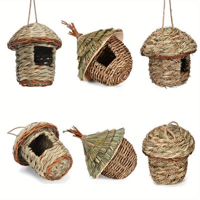 Nid d'oiseau tissé en herbe naturelle créatif fait main cage à oiseaux décoration de jardin nichoir style pastoral écologique nichoir Chambre