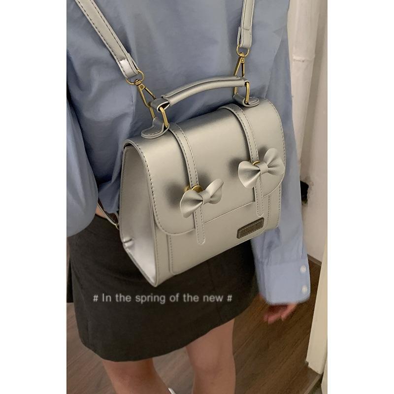 Retro College Backpack, Bow-shaped Backpack, Versatile Hand-held Student Schoolbag