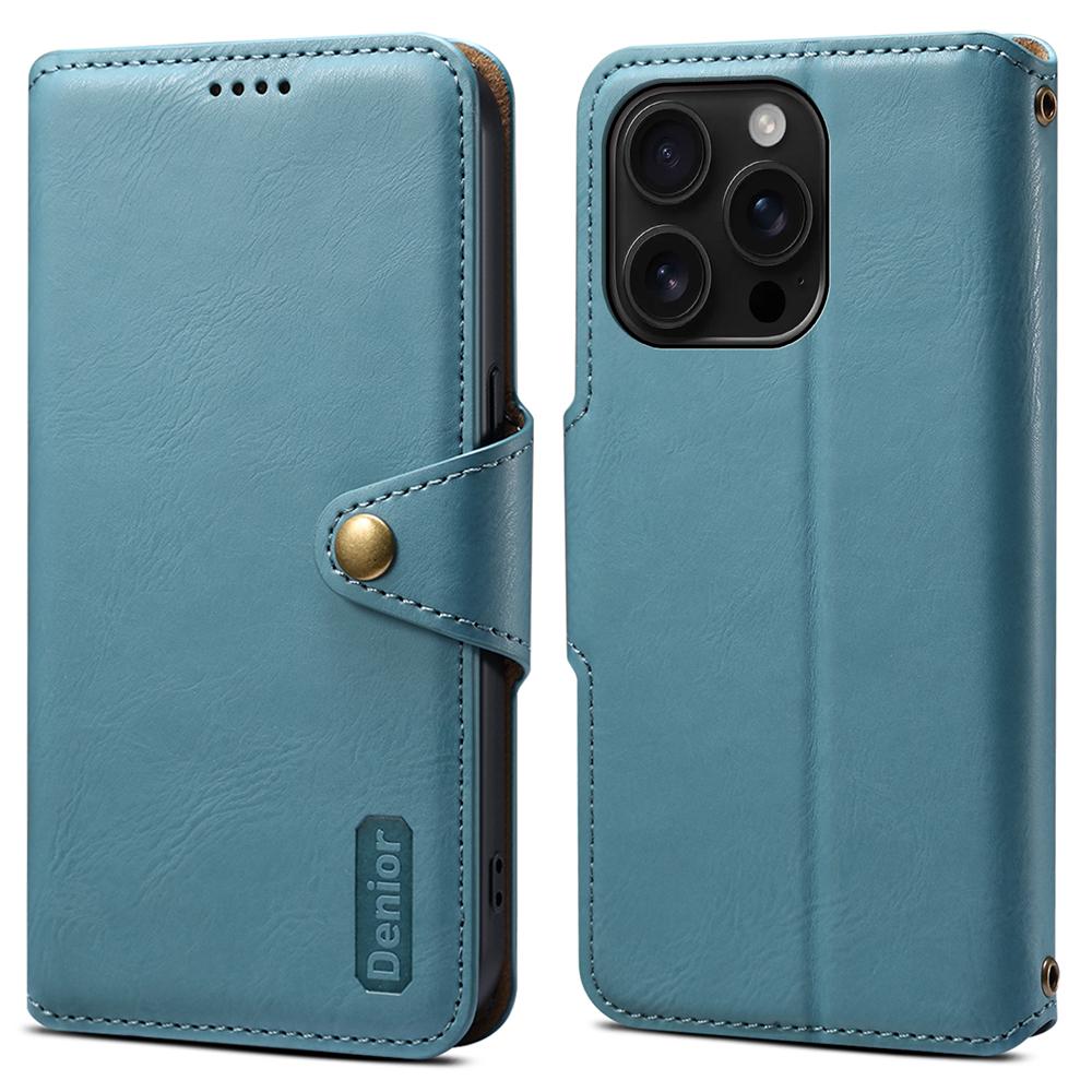 DENIOR For iPhone 16 Pro Max Case Wallet Cowhide Texture Leather Phone Cover