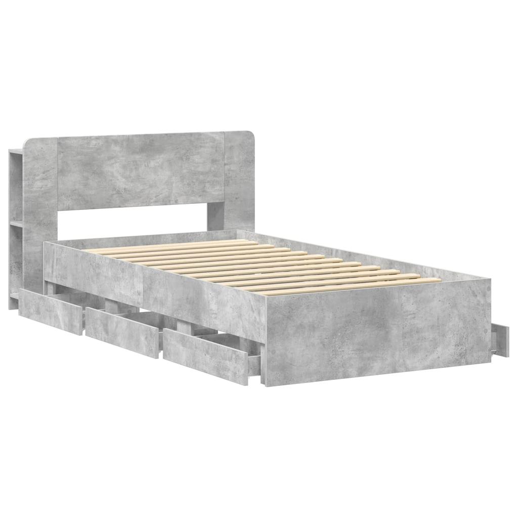 Bed Frame with Storage Space Concrete Grey 80 x 200 cm Wood Based Material