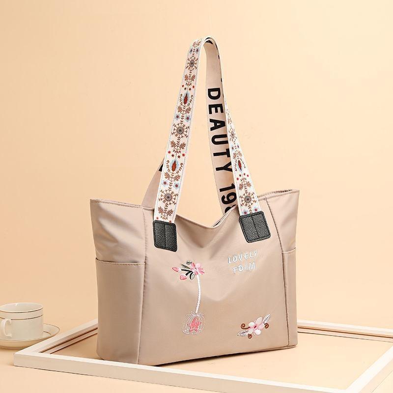 Aliwood Embroidery Women Handbag Nylon Waterproof Casual Tote Shopping Bag Large Capacity Female Shoulder Bags