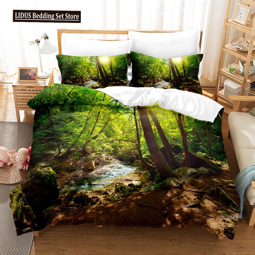 Zestaw Poszwy na Kołdrę Krajobrazowy Rozmiar King Full Letni Palmy Plaża Fale Morskie Motyw Oceaniczny Dla Dzieci Dziewczynka Chłopcy Poliestrowy Zestaw Pościeli