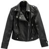 Fashion Leather Jacket Women Turn Down Collar Short Coat Zipper Long Sleeve Jackets Streetwear Motorcycle Tops