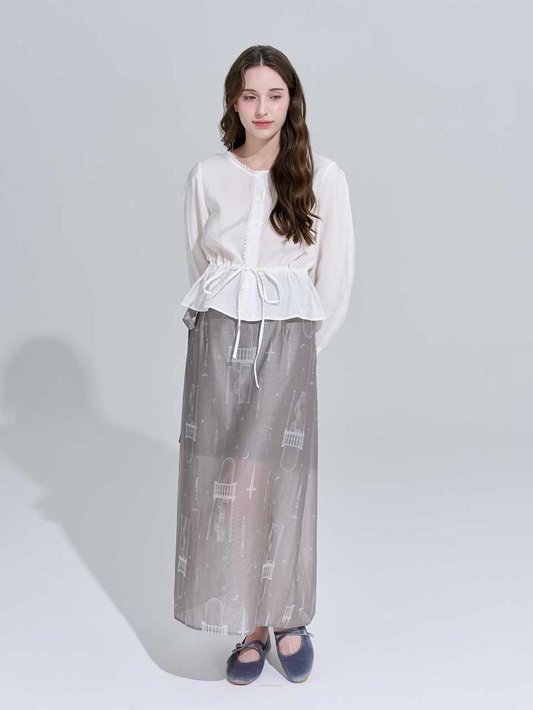 FREEANG See-Through Long Skirt