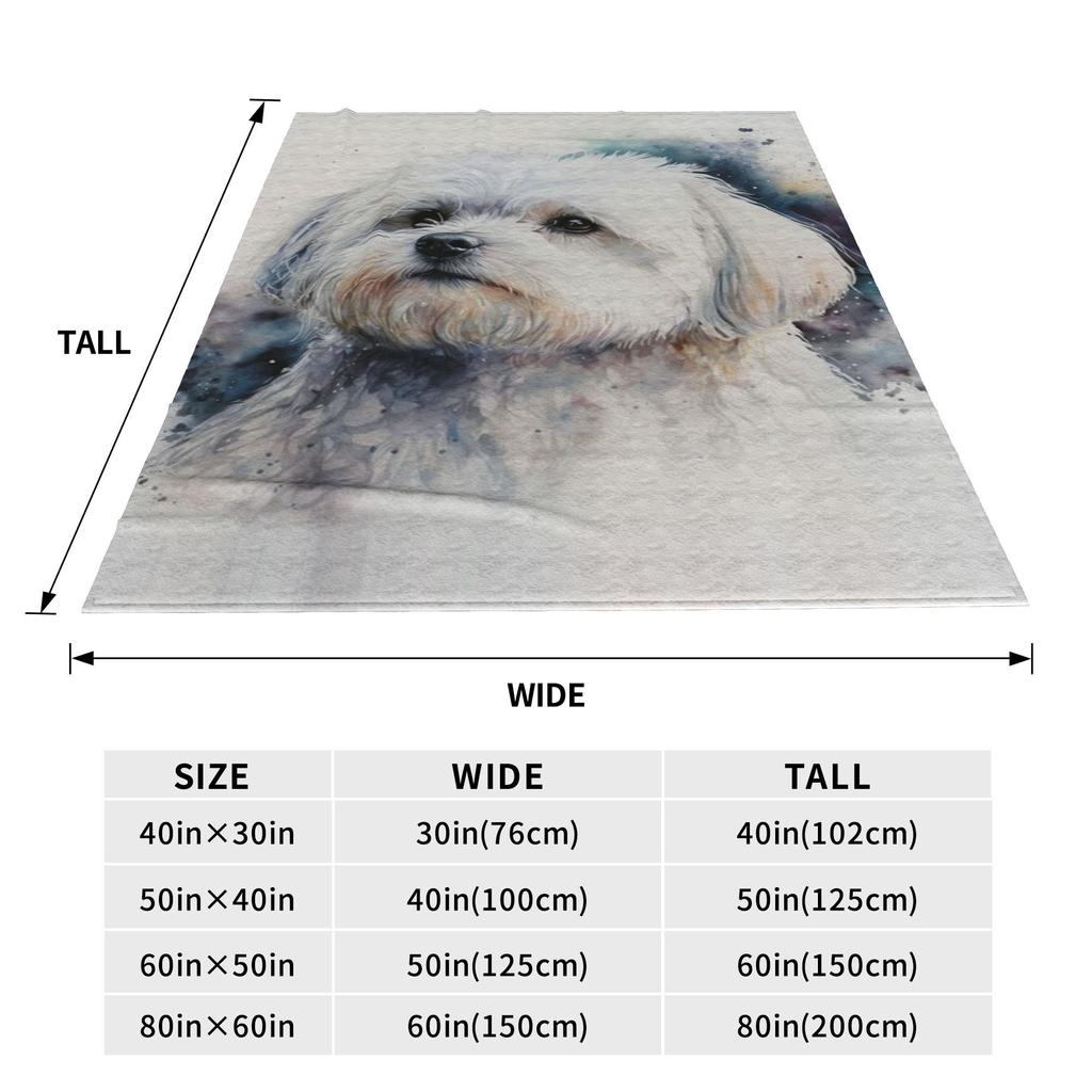 Maltese Dog Art Blankets Portable Flannel Sofa Throw Blanket for Home Bedroom Office Throws Bedspread Quilt