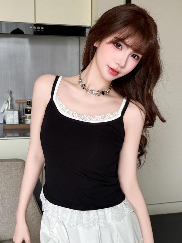 Unique Girly Camisole with French Lace Design, Beautiful Back, and Slimming Fit.