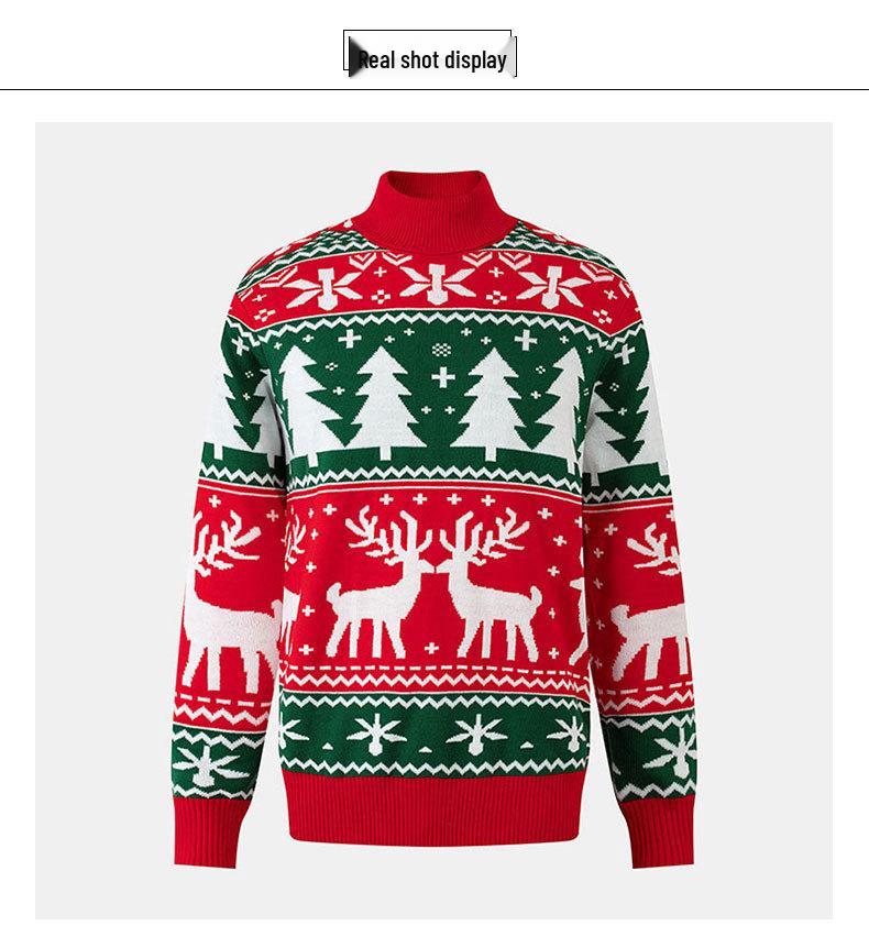 European & American 2026 Men's & Women's High Collar Custom Christmas Sweater - Jacquard Knitwear