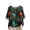Women's Fashionable And Casual Shirt Half-sleeve Round Neck Print Cotton And Linen Blouse Top
