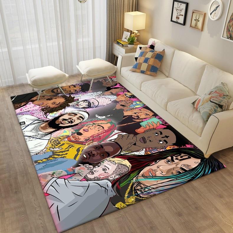 Hip Hop Music Star Rapper Teppich, Teppich für Wohnzimmer, Schlafzimmer, Nachttisch, dekorativ, Fußmatte, Küche, Badezimmer, rutschfeste Bodenmatte, Geschenk
