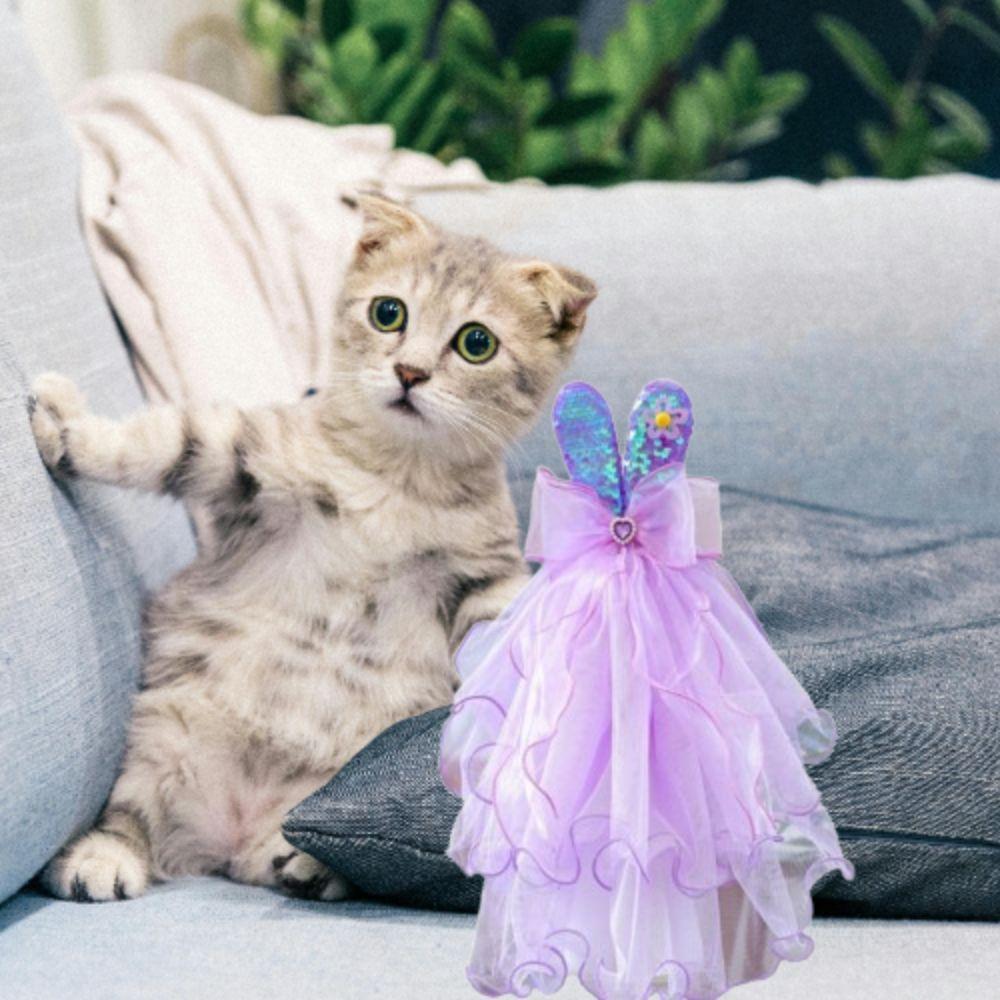 Atmungsaktiver Kaninchenwelpen-Schleier Romantische Haustierkleidung Elegantes Hundehochzeitskleid Haustier-Modenschau