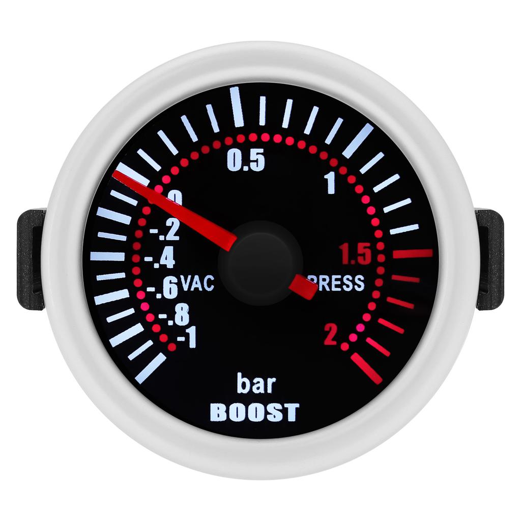 2026 Auto Car White LED Smoke Lens Boost Turbo Meter BAR -1~2 BAR 2" 52mm Boost Gauge with Sensor for Petrol Racing Car 12V