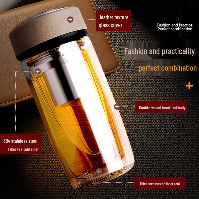 Portable Double Wall Glass Tea Infuser Cup