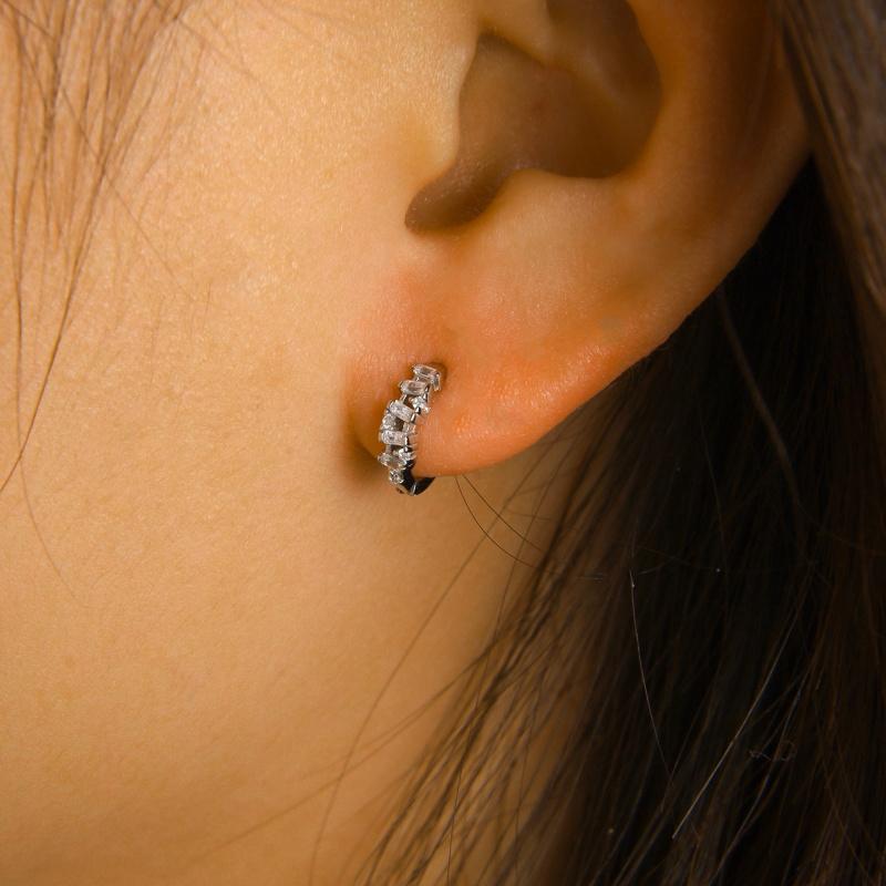 925 Sterling Silver French Light Luxury Geometric Layered Zirconia Earrings for Women Temperament Fashion Jewelry Accessori