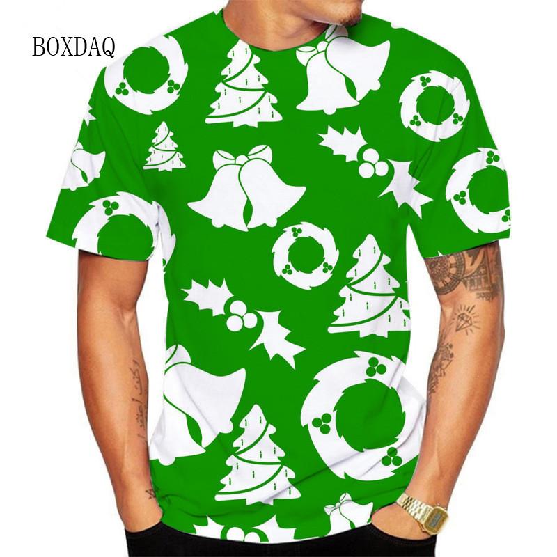 Summer Men's 3D Printed Crew Neck T-Shirt Christmas Dress Up