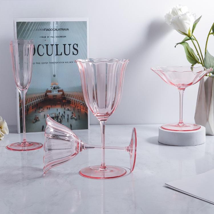 Pink Crystal Champagne Glass Floral Lace Martini Cocktail Cup for Girls