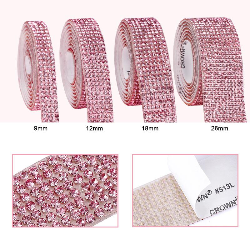 Color Rhinestone Diamond Strip Diy Accessories Row Diamond Tape Diamond Strip Diamond Sticker Self-Adhesive Jewelry Adhesive Clothing Accessories