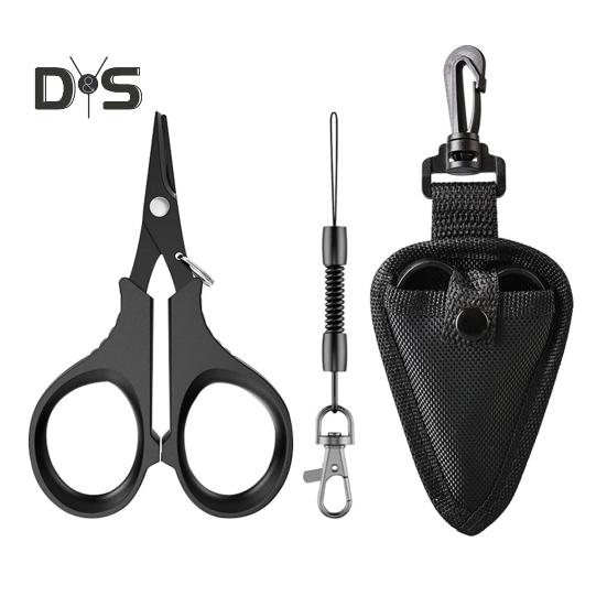 

Рыболовные ножницы с защитой от потери ручного троса, острыми зубчатыми лезвиями, компактным дизайном, портативными многофункциональными металлическими ножницами чёрный