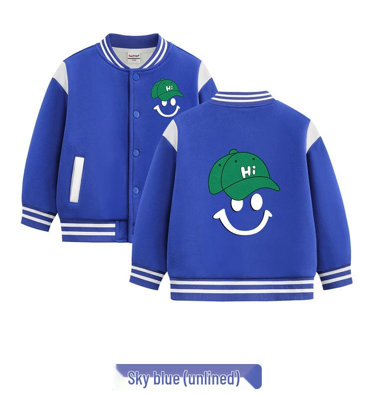 2026 Boys' Korean Style Velvet Baseball Jacket - Autumn/Winter Casual Top