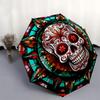 Colorful Sugar Skull Stained  DecorUmbrella, Portable 3-Fold Compact Umbrella,Christmas Gift ES647