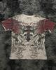 Moda estiva uomo europea e americana stampa teschio con lettere T-shirt comoda e traspirante con scollo rotondo top da esterno per strada