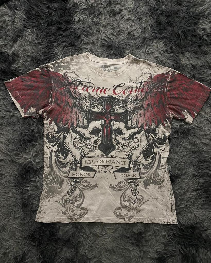 Moda estiva uomo europea e americana stampa teschio con lettere T-shirt comoda e traspirante con scollo rotondo top da esterno per strada